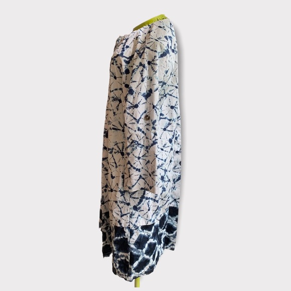 Thakoon For Target Long Sleeve Shibori Button Down Bohemian Cotton Dress - Picture 7 of 16